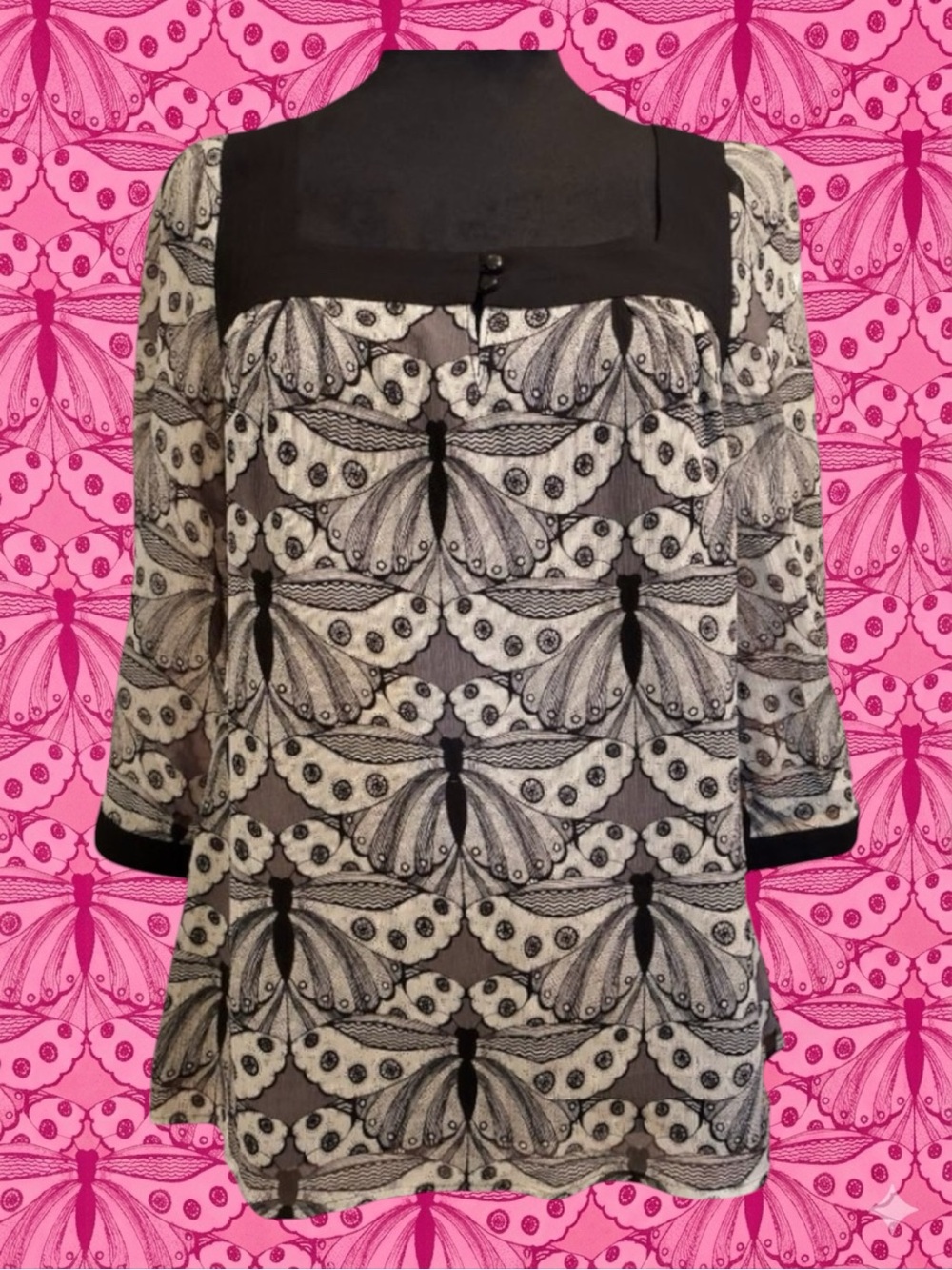 Express 100% Silk Retro Whimsigoth Goth Boho Indie Sleaze Maximalist Blouse XS